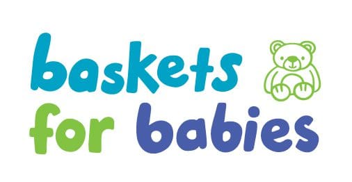 A banner of basket for babies with white background